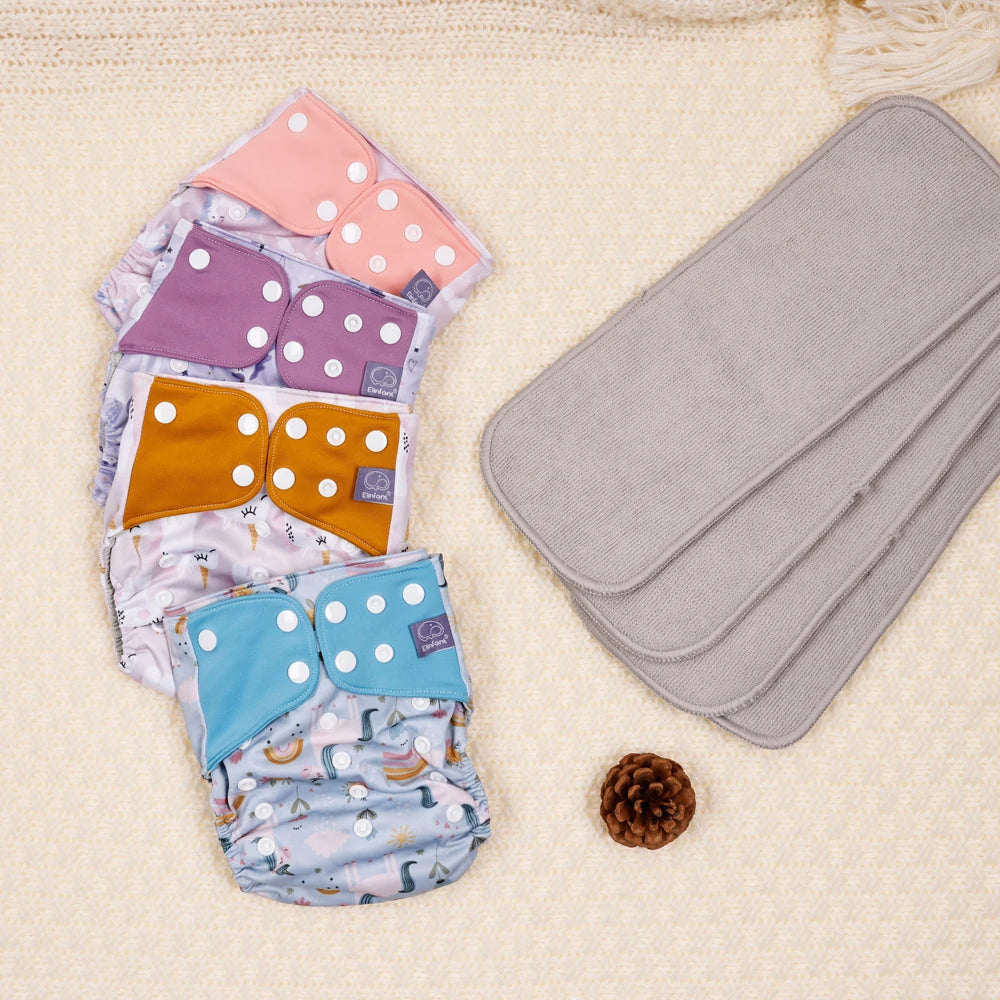 4-Pack Reusable Eco-friendly™ Baby Diapers with Insert