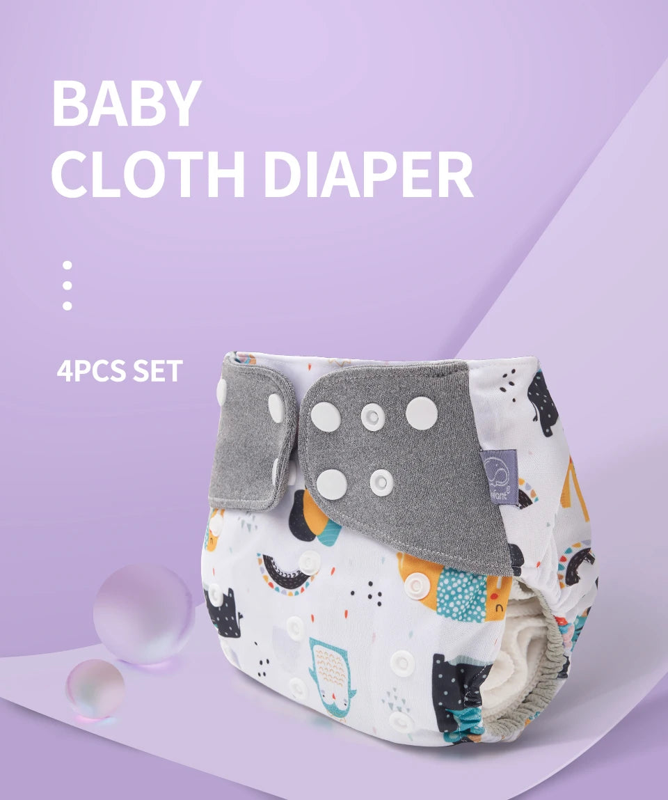 4-Pack Reusable Eco-friendly™ Baby Diapers with Insert