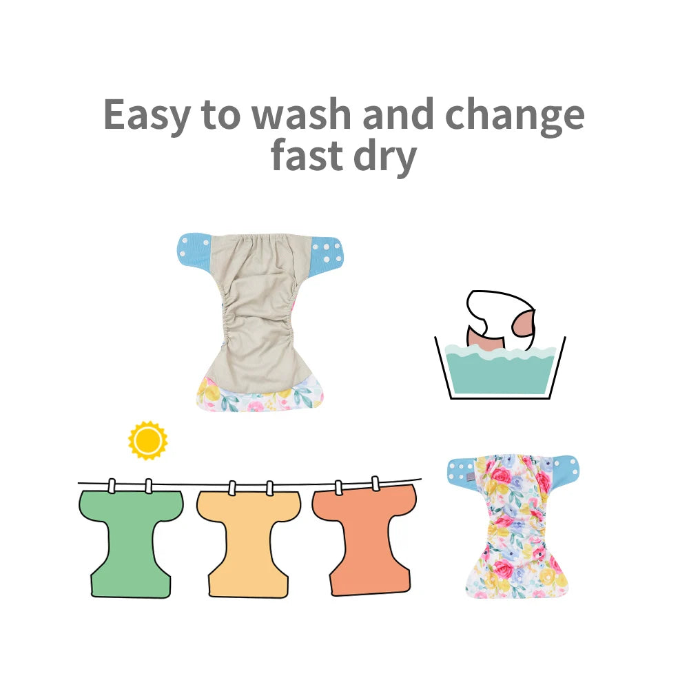 4-Pack Reusable Eco-friendly™ Baby Diapers with Insert