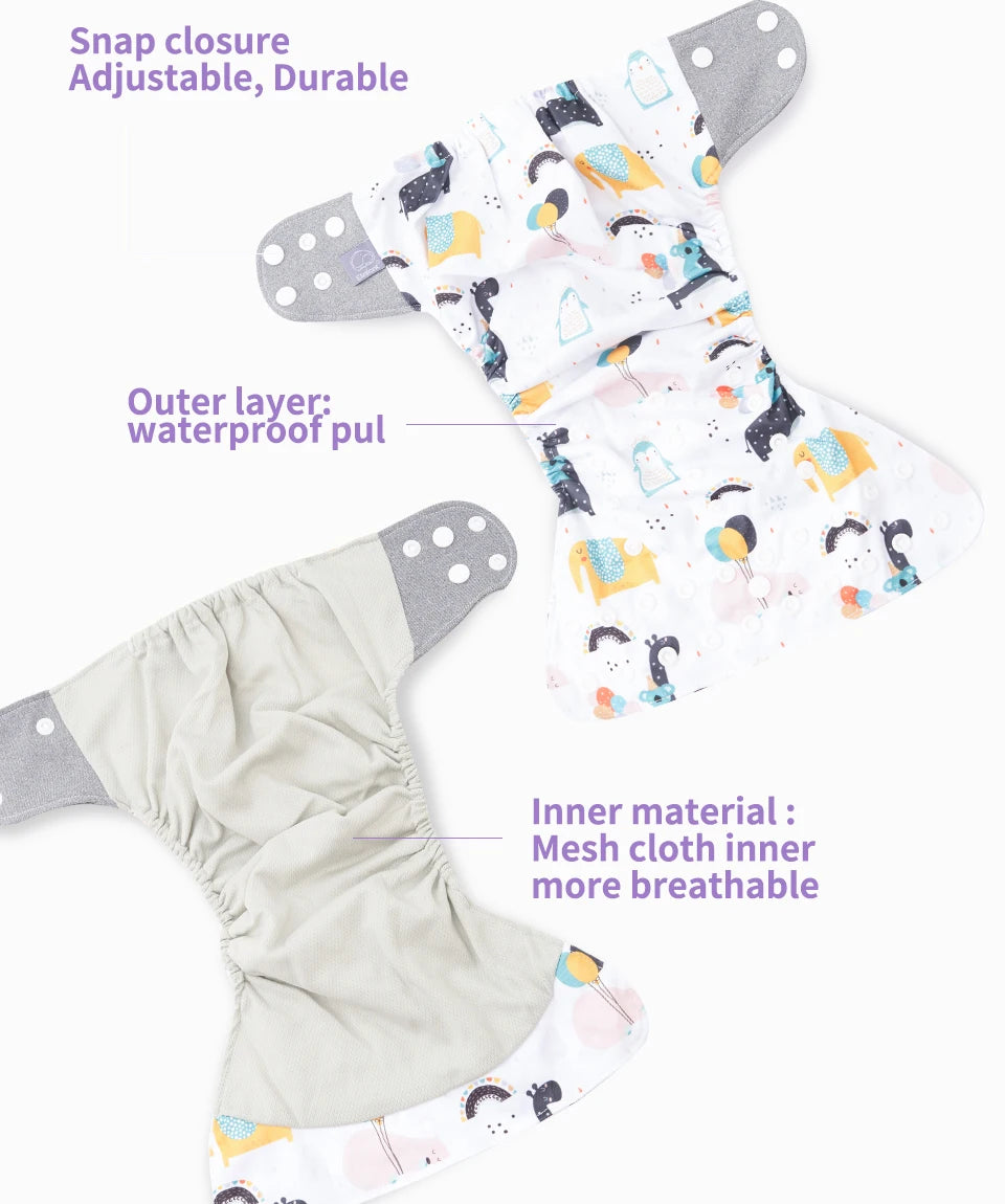 4-Pack Reusable Eco-friendly™ Baby Diapers with Insert