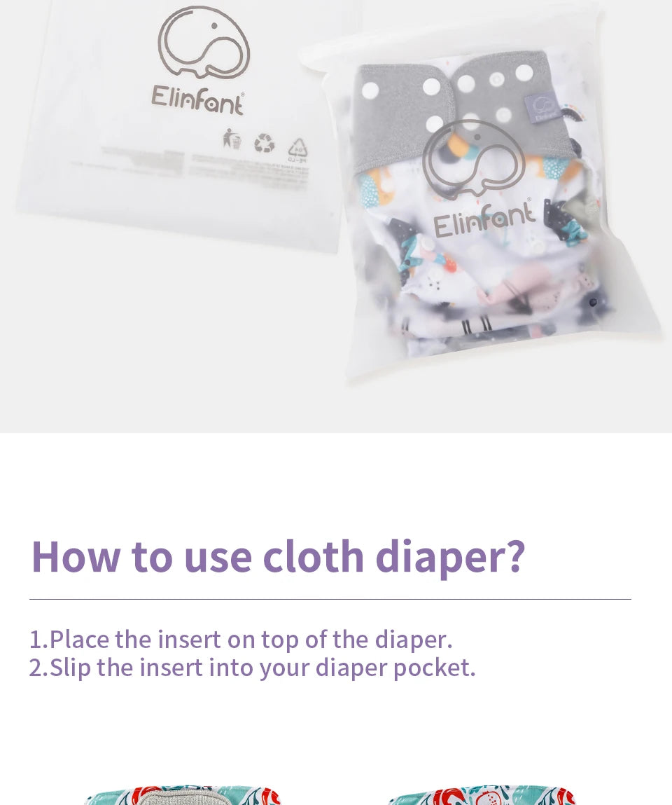 4-Pack Reusable Eco-friendly™ Baby Diapers with Insert