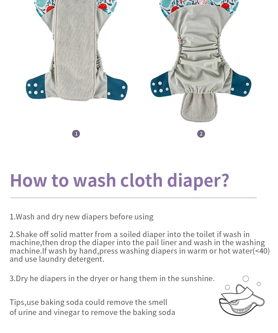 4-Pack Reusable Eco-friendly™ Baby Diapers with Insert